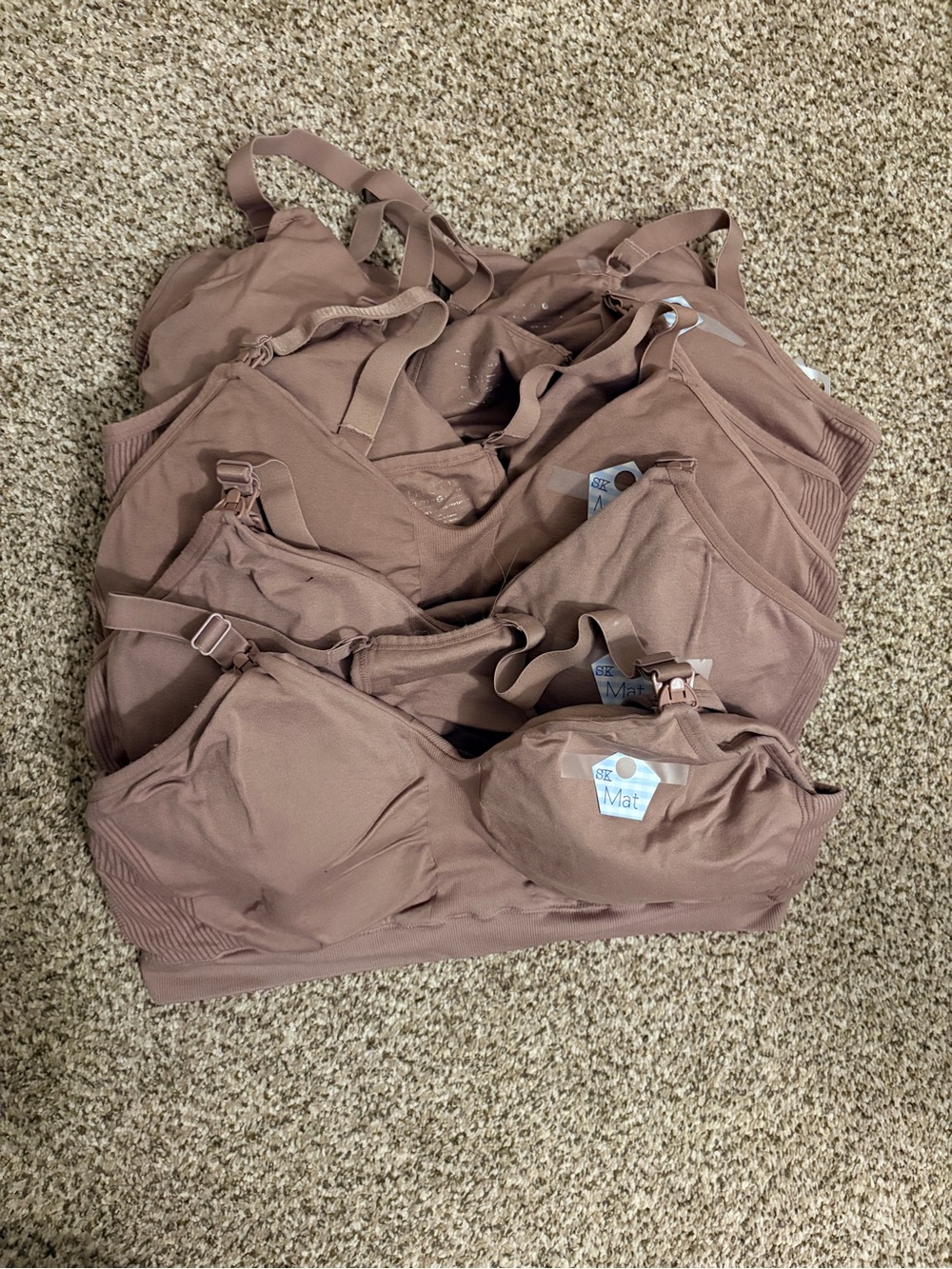 LOT OF 6: Seamless Soft Maternity Pumping Nursing Bras in Dusty Mauve